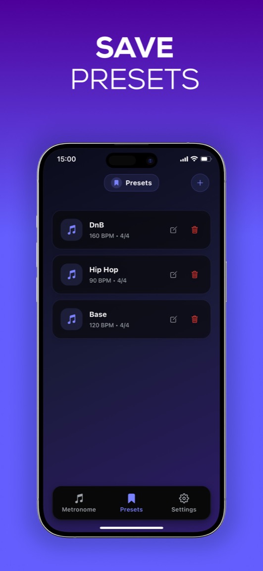 Metronome Pro iOS app showing subdivision options for rhythm practice